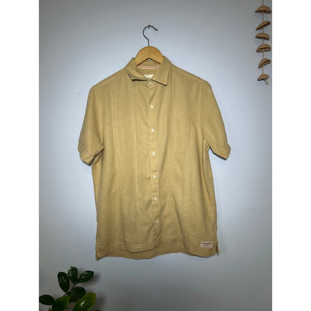 Khaki Scotch & Soda Linen Blend Short Sleeve Button Down Shirt - (Men’s M)
